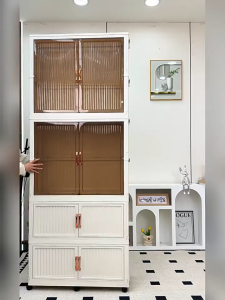 L60-L90cm 2 Doors Wardrobe Storage Versatile Foldable Stackable Storage Cabinet With Pulley