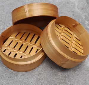 Klakat Bambu Dimsum 13cm  Kukusan Bambu - 2 Wadah dan 1 Tutup
