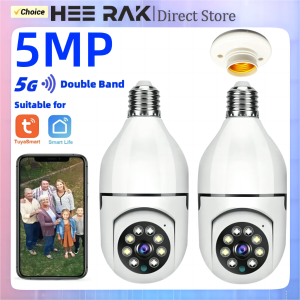 Tuya 3MP/5MP 5G Duel Band Bulb Camera WiFi Two Way Voice AI Human Detection Night Vision E27 Camera Zoom Surveilance Cam Yiiot