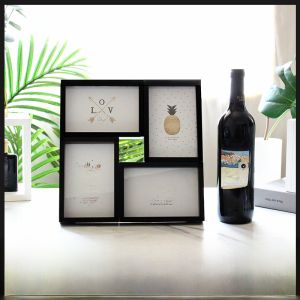 กรอบรูปภาพสีขาวดำสไตล์สร้างสรรค์ ขนาด 6 นิ้ว ชั้นวางโต๊ะ ติดผนังพร้อมพิมพ์รูปภาพ 4R ความรู้สึกหรูหรา