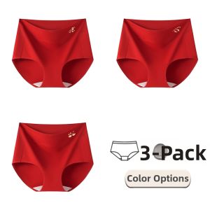 MsPai | Full-figured Red Underpants Pure Cotton 7A Antibacterial High-waisted Tummy Control Briefs