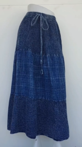 ✨กระโปรงต่อชั้น ผ้าฝ้ายย้อมคราม ทำสโตนวอช กระโปรงสโตนวอช