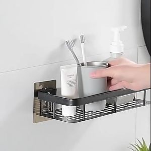 Stainless Steel Bathroom Storage Rack Adhesive No Drilling Kitchen Spice Storage Rack Space-Saving