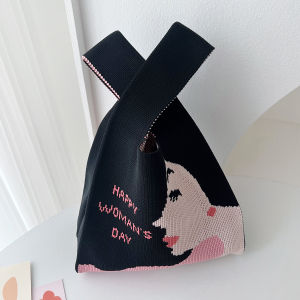 กระเป๋าถือถักลายลําลองพร้อมกระเป๋าโท้ตไฟเบอร์โพลีเอสเตอร์ปิดแสง นุ่มปานกลางสําหรับการจับคู่ทุกวัน