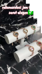 DRJ223 Jam Tangan Serut Elegant Wanita Adjustable Diamond Tali Rantai Anti Karat Mewah