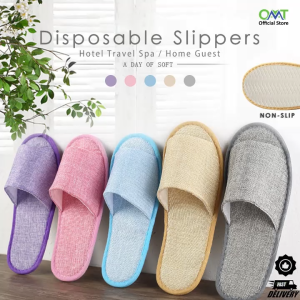 Disposable Slippers Non-Slip Hotel Travel Spa Home Guest Overlay Linen 1 Pair