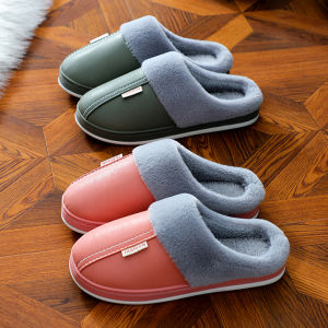 Dép Bông PU Chống Thấm Nước Cho Nam Và Nữ Lý Tưởng Sử Dụng Tại Nhà Đế Dày Ấm Áp Trong Nhà Cặp Đôi Giày Đế Bằng Thiết Kế Đơn Giản