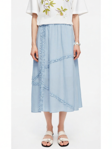 Irregular Wood Ears A-Line Midi Skirt
