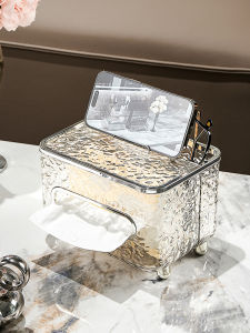 MEIJIAN | Multi-functional Tissue Box Remote Control Storage Organizer Ice Crystal Ripples