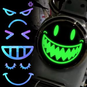 4PCS Luminous Emoji Car Stickers Electric Vehicle Headlights Cute Emoticon Decor High-Quality PVC Waterproof Glow in The Dark Sticker