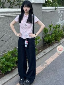 Quần Jeans Denim Ống Thẳng Màu Xanh Cổ Điển Cao Cấp Cho Nữ Cao Cấp Quần Dài Thường Ngày Cạp Cao Chống Biến Đồ Dùng Thường Ngày