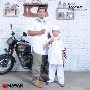 MAWAR FASHION - Koko Turki As Syams Spesial Warna Putih / Baju Koko Turki Pria