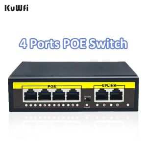 other | KuWFi 4-Port 100Mbps PoE+ Switch with WiFi & Smart Management - 48V for IP Cameras/CCTV