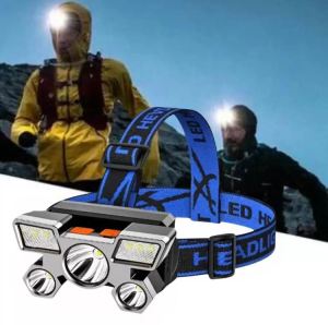 Senter Kepala Mini 5 LED 30W + 10W - Headlamp USB Rechargeable - Senter Mini Cas Headlight