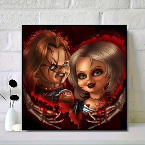 5D DIY Full Round/Vuông Kim Cương Hoạt Hình Chucky Bộ Tranh Tranh Kinh Dị Nghệ Thuật Khảm Trang Trí Nhà Cửa Không Khung