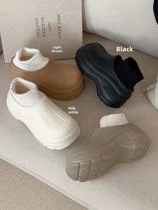 Winter Fashion Thick Bottom Snow Boots Womens Cotton Lined Anti-slip High Heel Waterproof Boots Street Style Short Tube