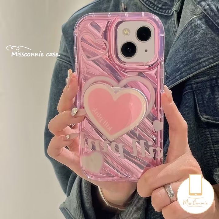 MissConnie Luxury Laser Card Phone Case Compatible for IPhone 11 XR 7Plus  11 14 13 12 Pro Max 6S Plus X XS MAX SE 2020 Pink Love Heart Star 3D 