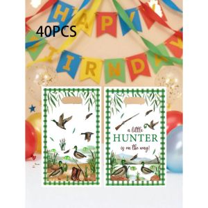 20Pcs/40Pcs Gift Bags Printed with a Scene of Wild Geese Flying by the Pond with the Word Hunter Suitable for Gift Packaging at Holiday Events and Parties Themed Parties and Party Supplies Small Party Gift Bags. Small Gift Packaging Bags Return G...