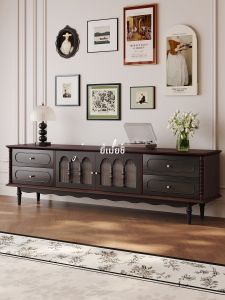 Vintage French Solid Wood TV Cabinet Storage