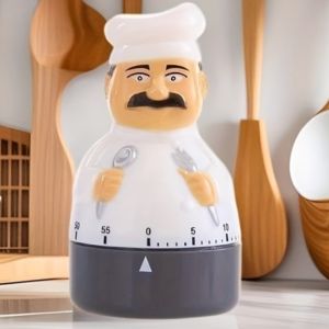 Cute Chef-themed Timer with A Knife and Fork Design - 60-minute Mechanical Rotating DialSimulating Cooking Timing Non-electric