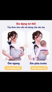 Địu Em Bé 0-3 Tuổi Cao Cấp Gọn Nhẹ Thoáng Mát Bản Vai Rộng Chống Mỏi Bảo Vệ Cột Sống Hỗ Trợ 4 Tư Thế