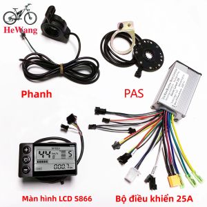 Bộ Điều Khiển Động Cơ Không Chổi Than 24V 36V 48V 350W 500W 25A Sóng Sin Với Màn Hình LCD S866 Và Tay Ga PAS Cho Xe Tay Ga Điện Xe Đạp Điện