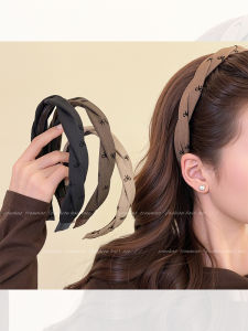 Early Autumn Gray Butterfly Knot Hairband Womens New 2025 Anti-Slip High Forehead Washing Face Press Hair Headband Hairpin
