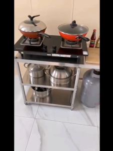 Stainless steelGas stove rack heavy duty kitchen rack gas rack kitchen bench rack shelf floor-stand