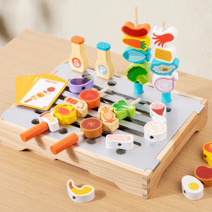Childrens Wooden Imitation Barbecue Grill Toy For Role-Playing Home Cooking And Food Recognition Available In Two Styles
