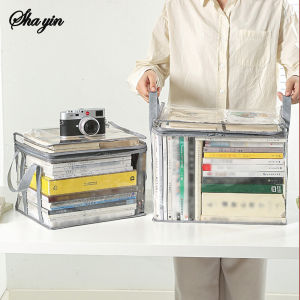 1PC transparent PVC organizer storage bag foldable book storage bag for home use dust bag for organizing student bookshelves