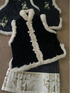 Áo Vest Phong Cách Trung Hoa Dày Dặn Mùa Đông Áo Vest Phong Cách Cổ Điển Cho Nữ Áo Vest Tay Ngắn Ấm Áp Thanh Lịch