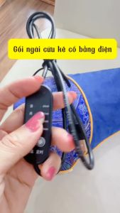 Gối ngải cứu cắm điện kê cổ vai gáy thắt lưng thiết kế công thái học ngủ ngon thư giãn