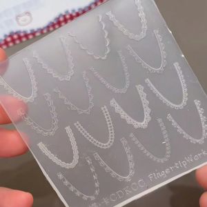 French Lace Vintage Nail Art Mold with Beads Necklace Window Pattern 3D Transparent Silicone Mold for Nail Decoration