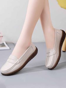 SHIPAILUO | Comfortable Soft Leather Hollow Out Slip-On Shoes For Women Spring Summer Fall Style Casual Round Toe Low Heel PVC Outsole