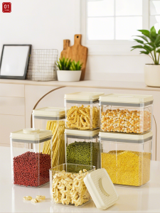 Moisture-proof Transparent Square Sealed Jar