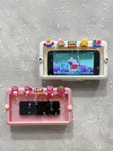 Bathroom Mobile Phone Waterproof Bracket Cute Cartoon Student Dormitory Bathroom Wall Fixed Bracket Punch-Free Wall Hanging