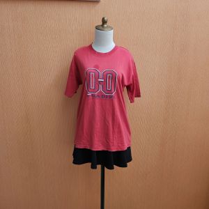 atasan kaos wanita pria merah FILA cewek cowok M L lengan pendek santai minus
