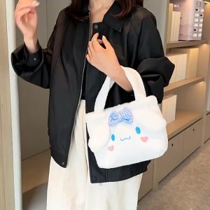 Japan Sanrio Series Kawaii Cinnamoroll Sanrio Plush Bag My Melody Anime Handbags Kuromi Tote Bag For Kuromi Cute Furry Woman Bag For Kids Girl