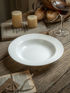 Creative Straw Hat Ceramic Plate 8.5 Inch Western Dinner Pasta Salad Plate French Style Plain Color Dinnerware Dishware