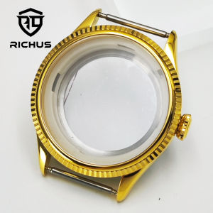 RICHUS NH35 Watch Case 39mm Silver Stainless Steel Watch Case Sapphire Glass Fit NH34 NH35 NH36 NH38 Movement Watch Accessories