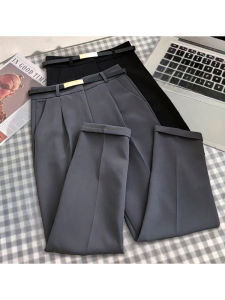 High Waist Womens Suit Pants Spring Summer New Style Casual Loose Nine Points Ruffle Casual Smoke Tube Pants Cotton Blend Fabric