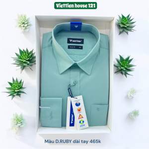 Áo sơ mi nam việt tiến màu xanh D.ruby dài tay + ngắn tay vạt bầu