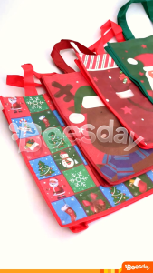 Tas Kado Natal Ukuran Besar | Tas Sovenir Natal 30x10x35cm (V182) | Tas Natal Motif Lucu | Tas Jinjing Sponbon Tebal