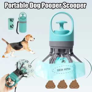 Portable Dog Pooper Scooper Pet Waste Pick-up Outdoor Cleaner Built-in Garbage Bag Handheld Pet Poop GrabberNo Touch Design