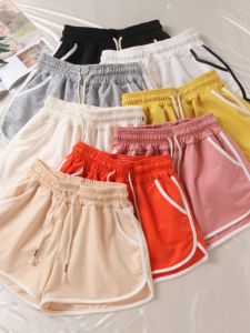 Yoga Running Home Casual Plus Size Womens Shorts Loose Fit High Waist Embroidered Triacetate Fiber Sportswear