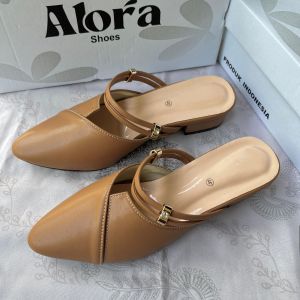 Sandal slop wanita hak 3cm sendal selop hell matahari