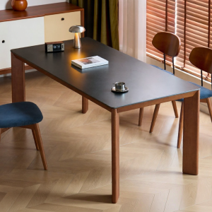 WEISHA | Simple Retro Real Wood Dining Table With Marble Surface