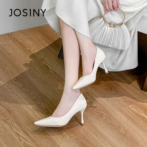 Josiny | White Pointed Toe Comfortable High Heels New Autumn Style