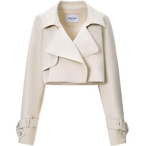 TAMMY TANGS | Sugar Power Short Style Womens Jacket Khaki Color Versatile Loose Fit Spring Autumn Seasonal Fashion Outerwear By Mall Same As