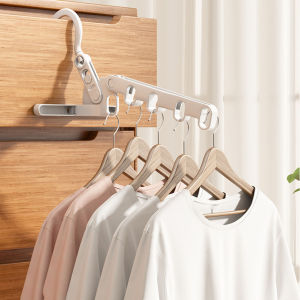 Foldable Clothes Hanger Space Saving Plastic Hanger with 5 Holes Travel Laundry Closet Organizer for Jacket Sweater Hanging Rack